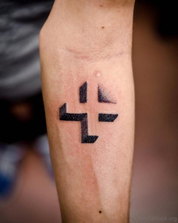 3D Cross Arm Tattoo Design