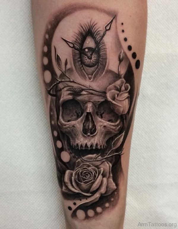 3D Skull Tattoo On Arm
