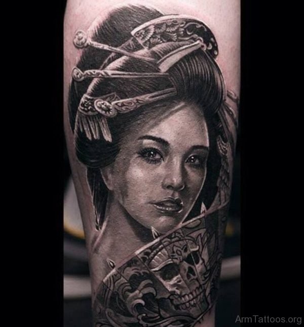 3d Realistic Geisha Tattoo