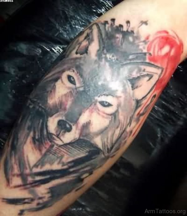 Abstract Great Wolf Tattoo On Arm