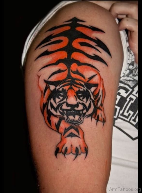 Abstract Tiger Tattoo On Shoulder