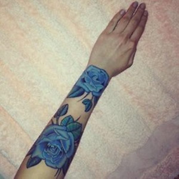 Adorable Blue Rose Tattoo 