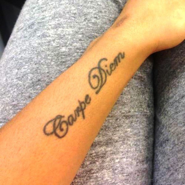 Adorable Carpe Diem Tattoo On Arm.pg 