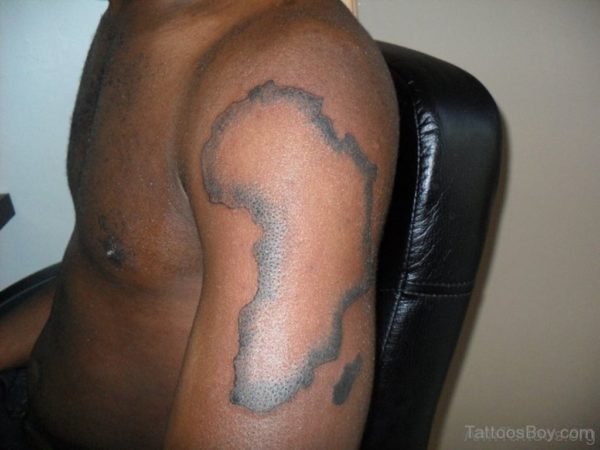 African Map Tattoo Design On Shoulder