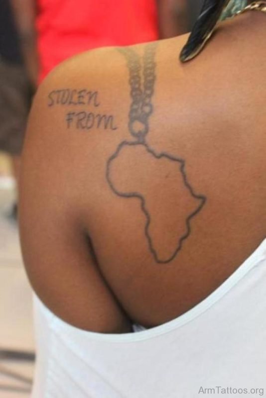 African Map Tattoo On Shoulder