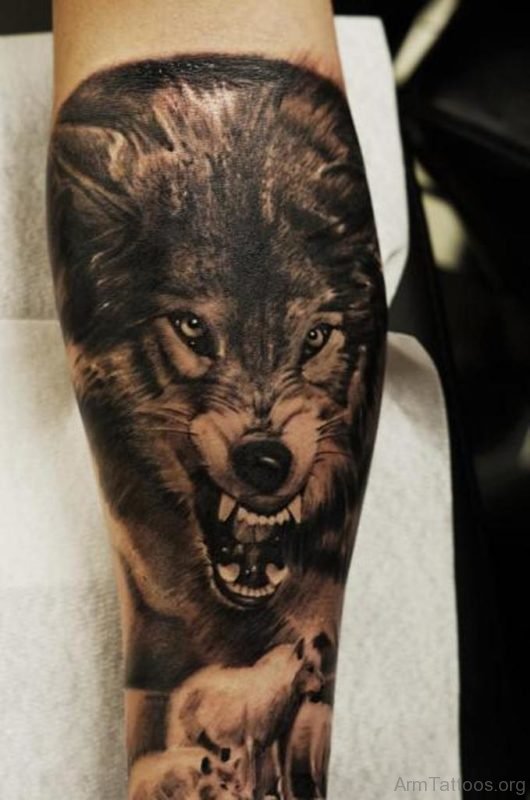 Aggressive Wolf Tattoo