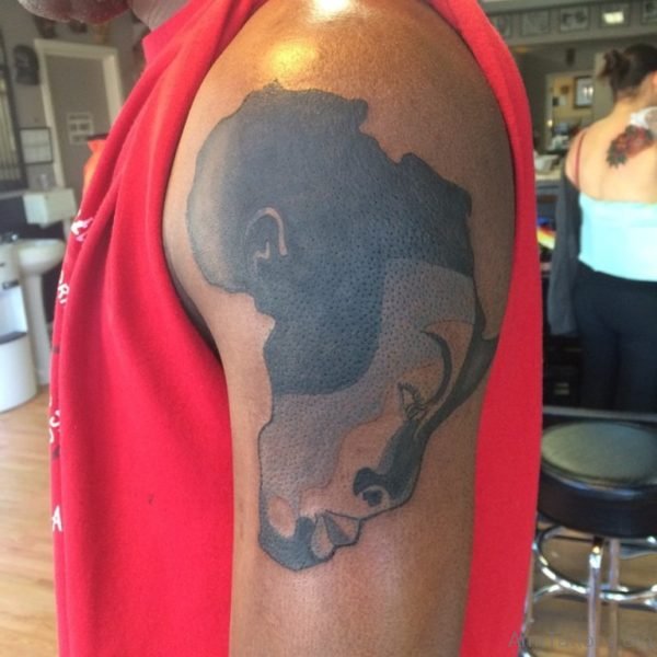 Amazing African Map Tattoo On Men Shoulder
