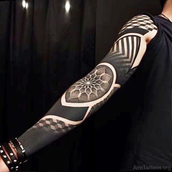 Amazing Black Flower Tattoo Design 