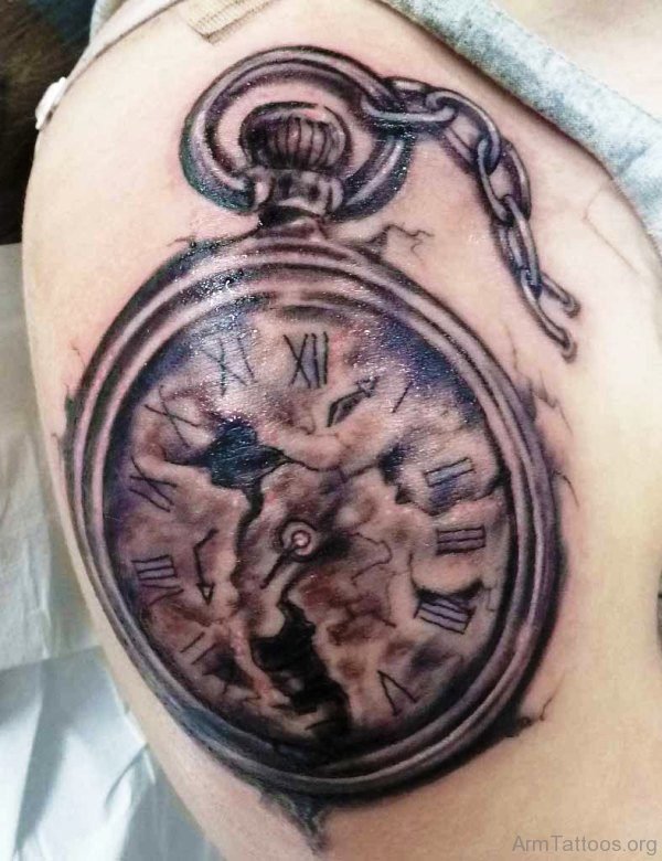 Amazing Clock Tattoo Design 