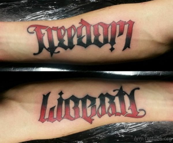 Amazing Freedom Ambigram Tattoo