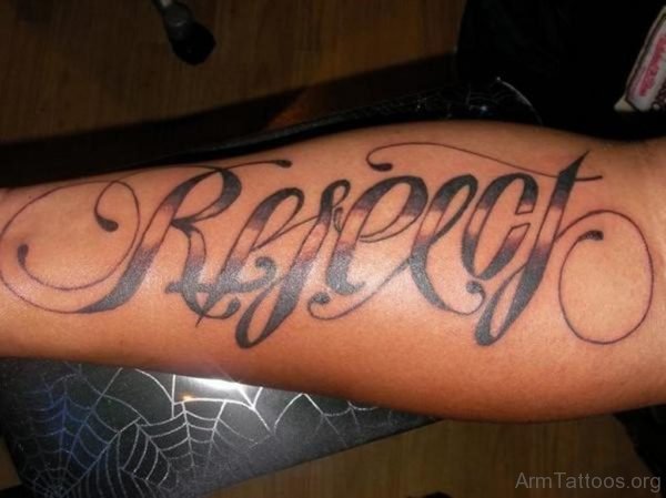 Amazing Respect Ambigram Tattoo On Arm