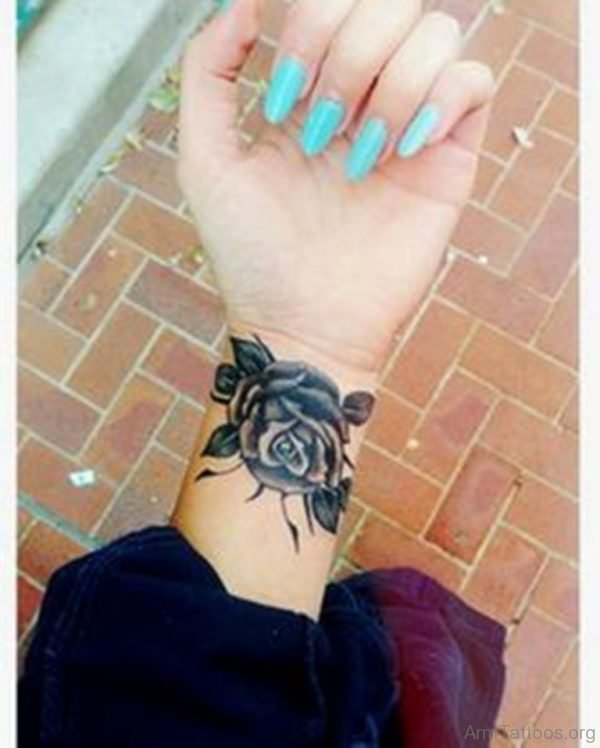 Amazing Rose Tattoo On Wrist 