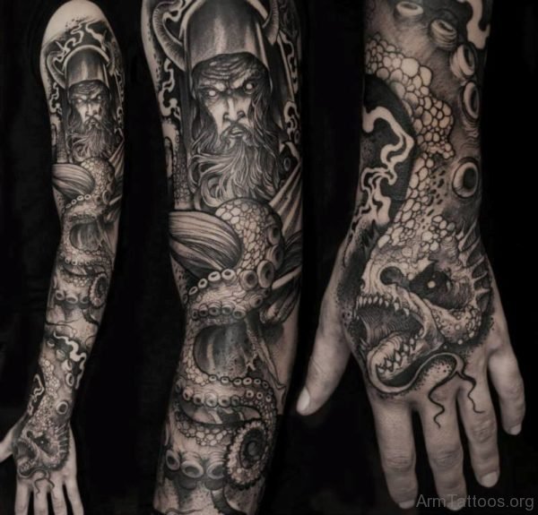 Amazing Warrior Tattoo On Full Sleeve