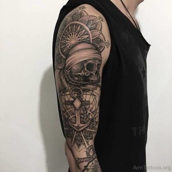 Anchor And Skull Tattoo 