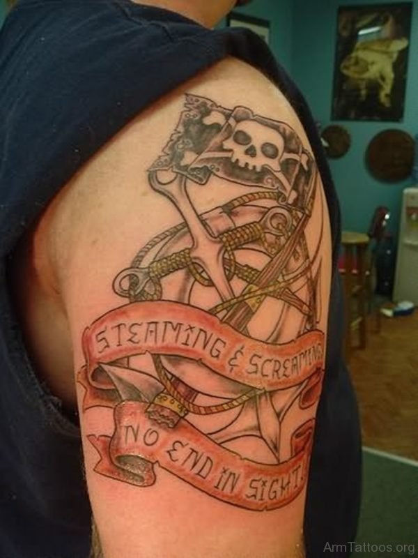 Anchor Tattoo With Banner