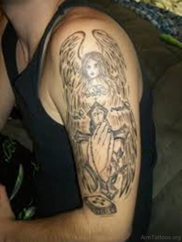 Angel And Cross Tattoo