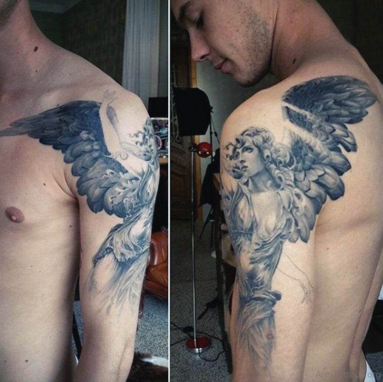 Angel One Wing Tattoo For Men On Arm