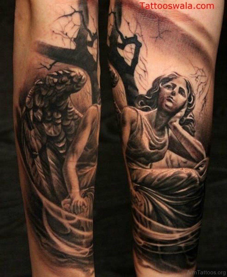 Angel Tattoo Design On Right Arm