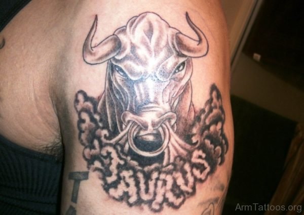 Angry Bull Tattoo On  Arm 