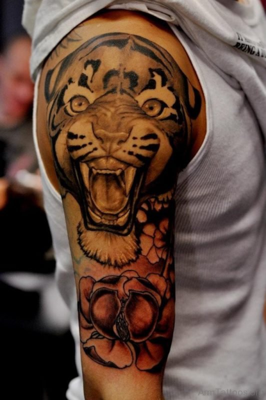 Angry Tiger Tattoo For Men