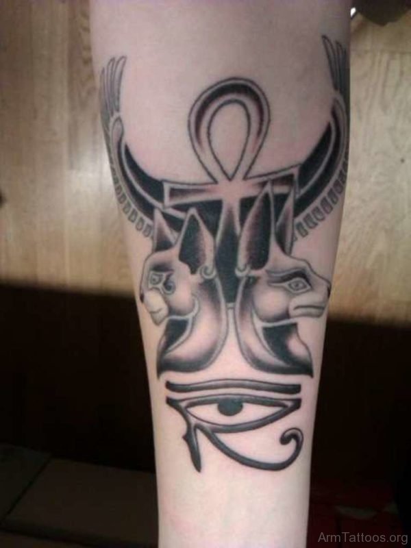 Ankh And Egyptian Tattoo On Arm