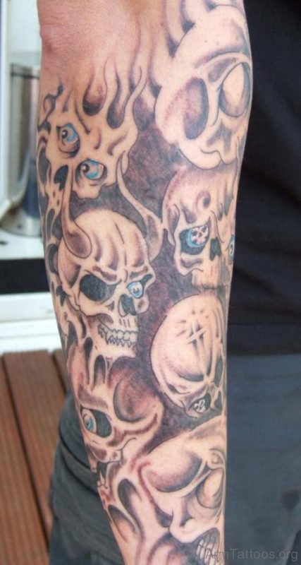 Arm Marilyn Skull Tattoo