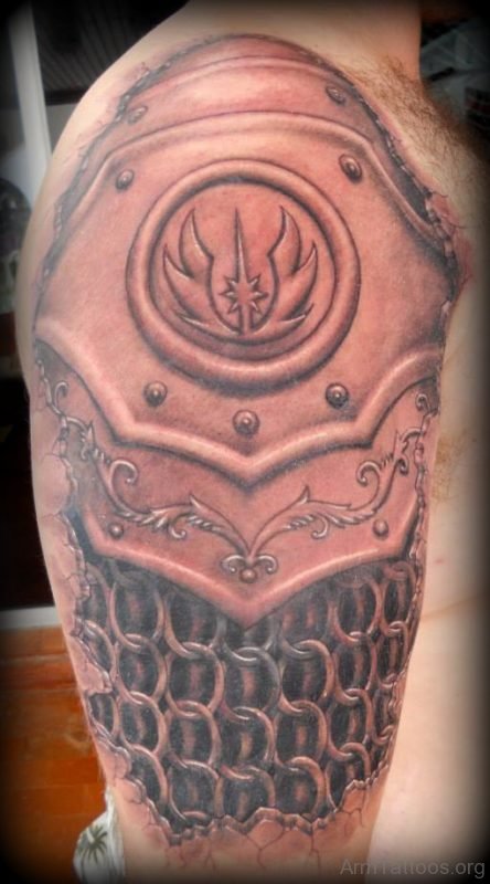 Armour Shoulder Tattoo On Right Shoulder st74016