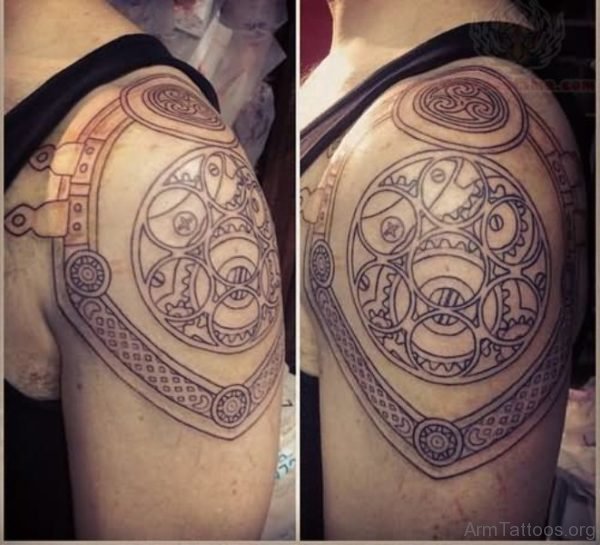 Armour Tattoo On Left Shoulder st74019