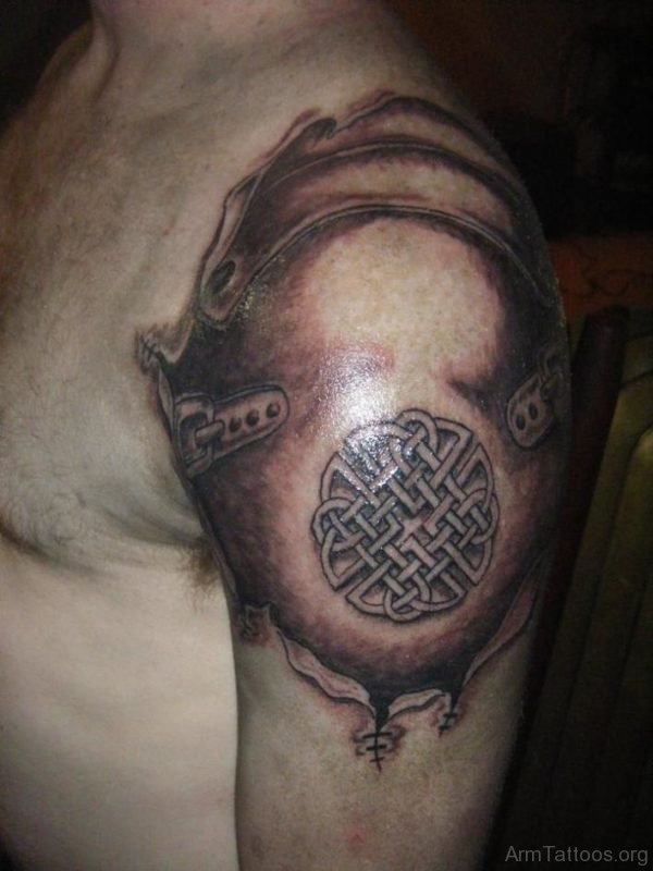 Armour Tattoo On Left Shoulder st74020