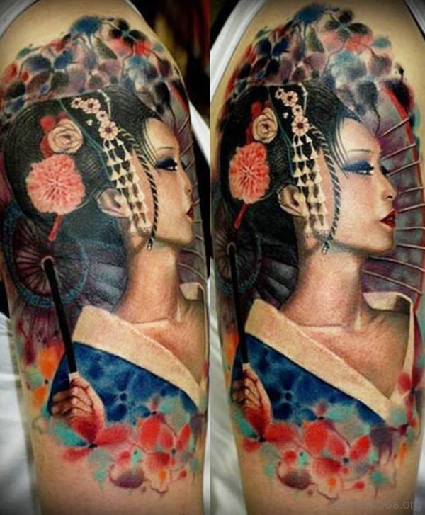 Attarctive Geisha Tattoo Design