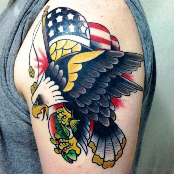 Attractive American Eagle Arm Tattoo Design 