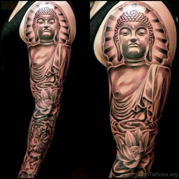 Attractive Buddha Tattoo On Arm 