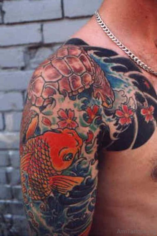 Attractive Fish Shoulder Tattoo 