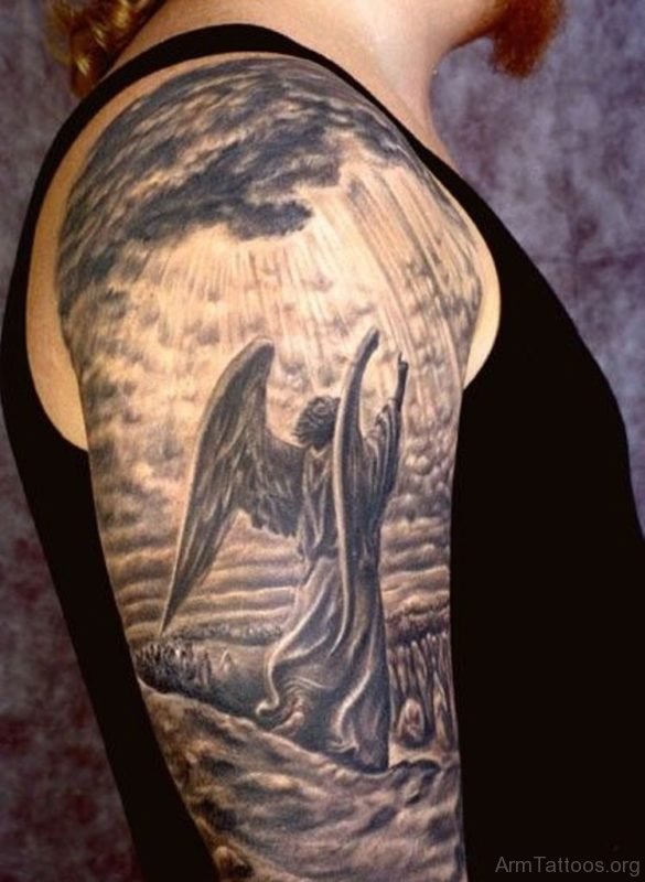 Attractive Guardian Angel Tattoo