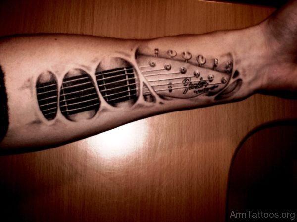 Attractive Guitar Tattoo 