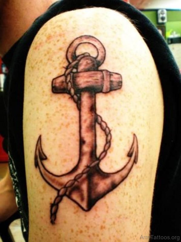 Attractive Nice Rope Anchor Tattoo On Shoulder