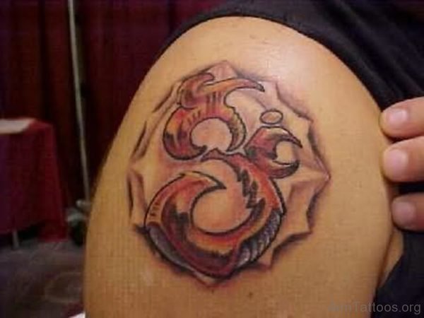 Attractive Om Tattoo On shoulder