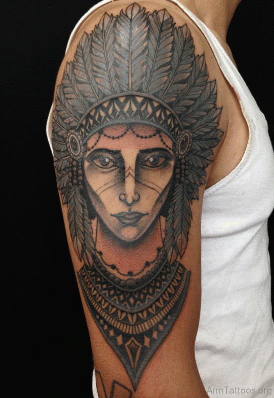 Attractive Portrait Tattoo On Half Sleeve 