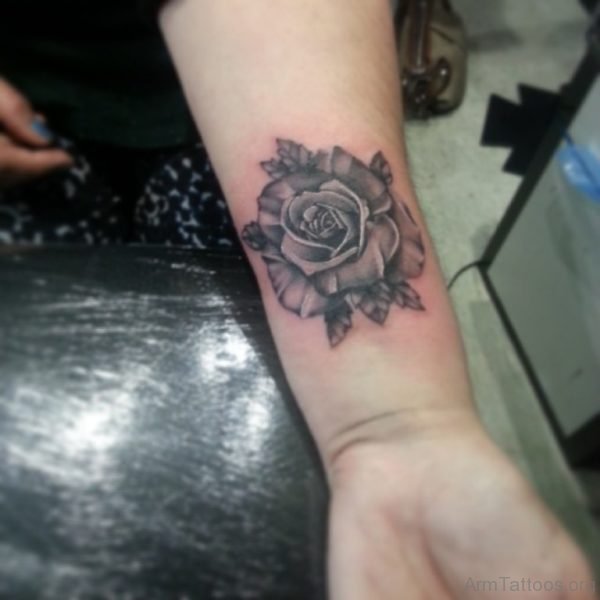 Attractive Rose Tattoo On Wrist 