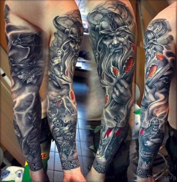 Attractive Warrior Tattoo On Full Sleeve