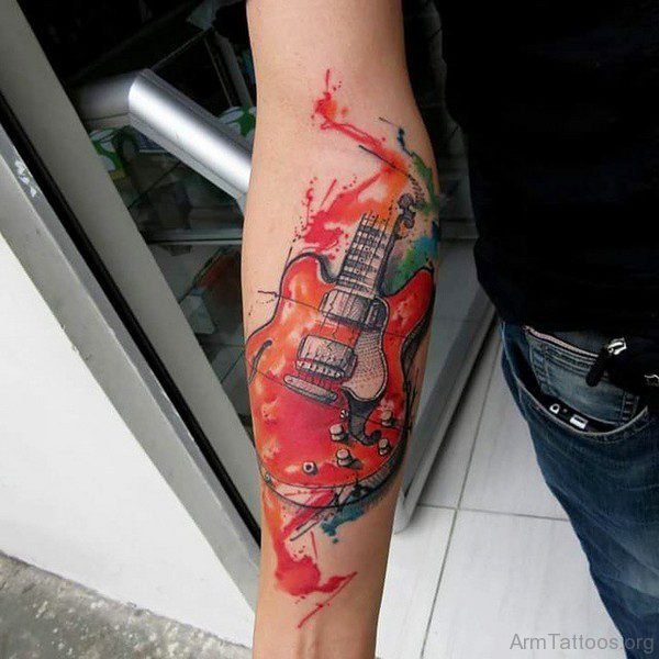 Red Guitar Tattoo 