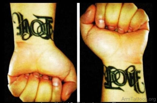 Awesome Ambigram Love Lettering Tattoo 