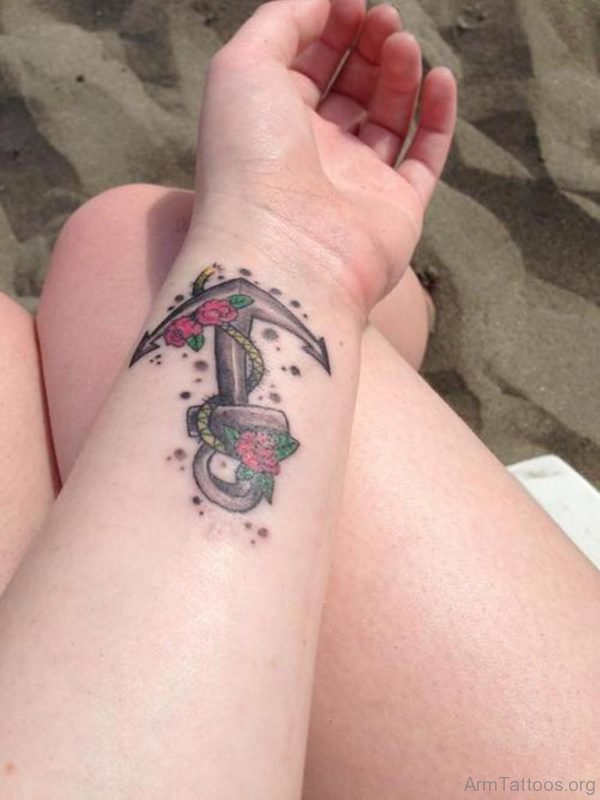 Awesome Anchor Tattoo On Wrist 