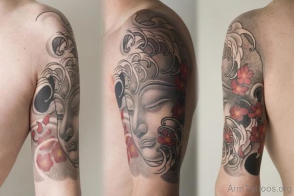 Awesome Buddha Tattoo On Shoulder