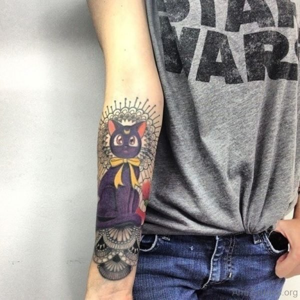Awesome Cat Tattoo On Arm