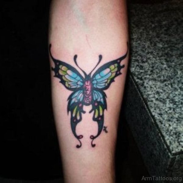 Awesome Colourful Butterfly Tattoo on Arm
