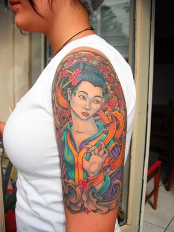 Awesome Geisha Tattoo