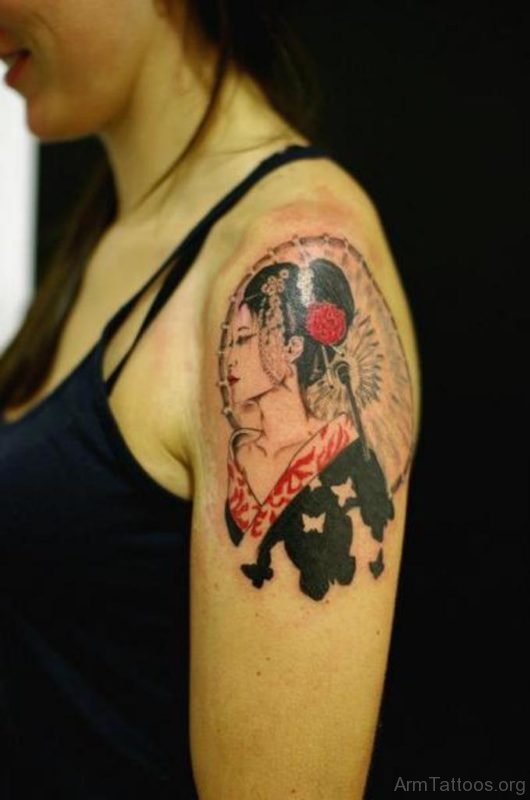 Awesome Geisha Tattoo Design