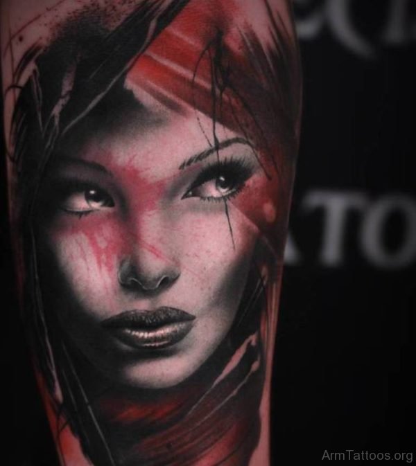Awesome Girl Face Tattoo 