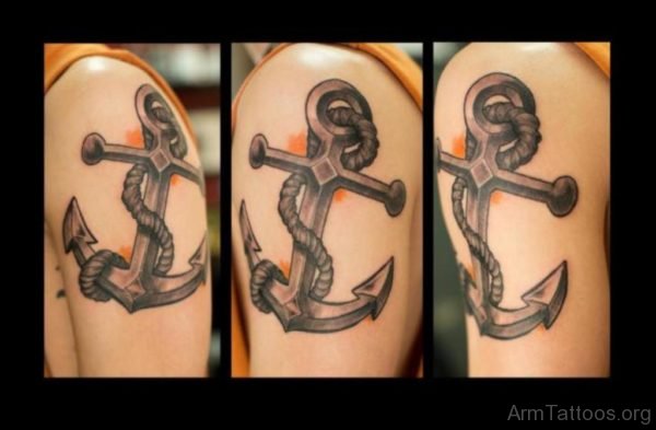 Awesome Grey Anchor Tattoo